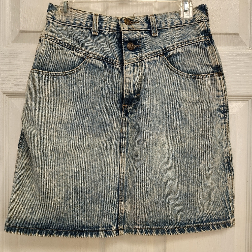 Vintage Zena Stone Wash Denim Jean Skirt 80s